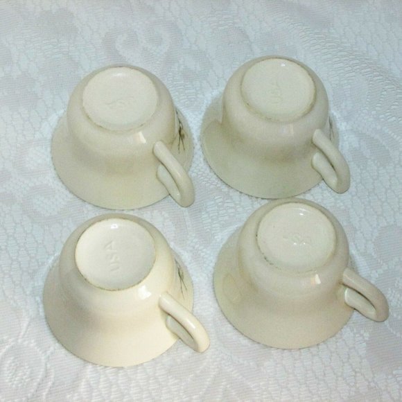 Georgian China Spring Blosdom 4 Coffee Cups & Saucers Vintage Teacups - Picture 11 of 13